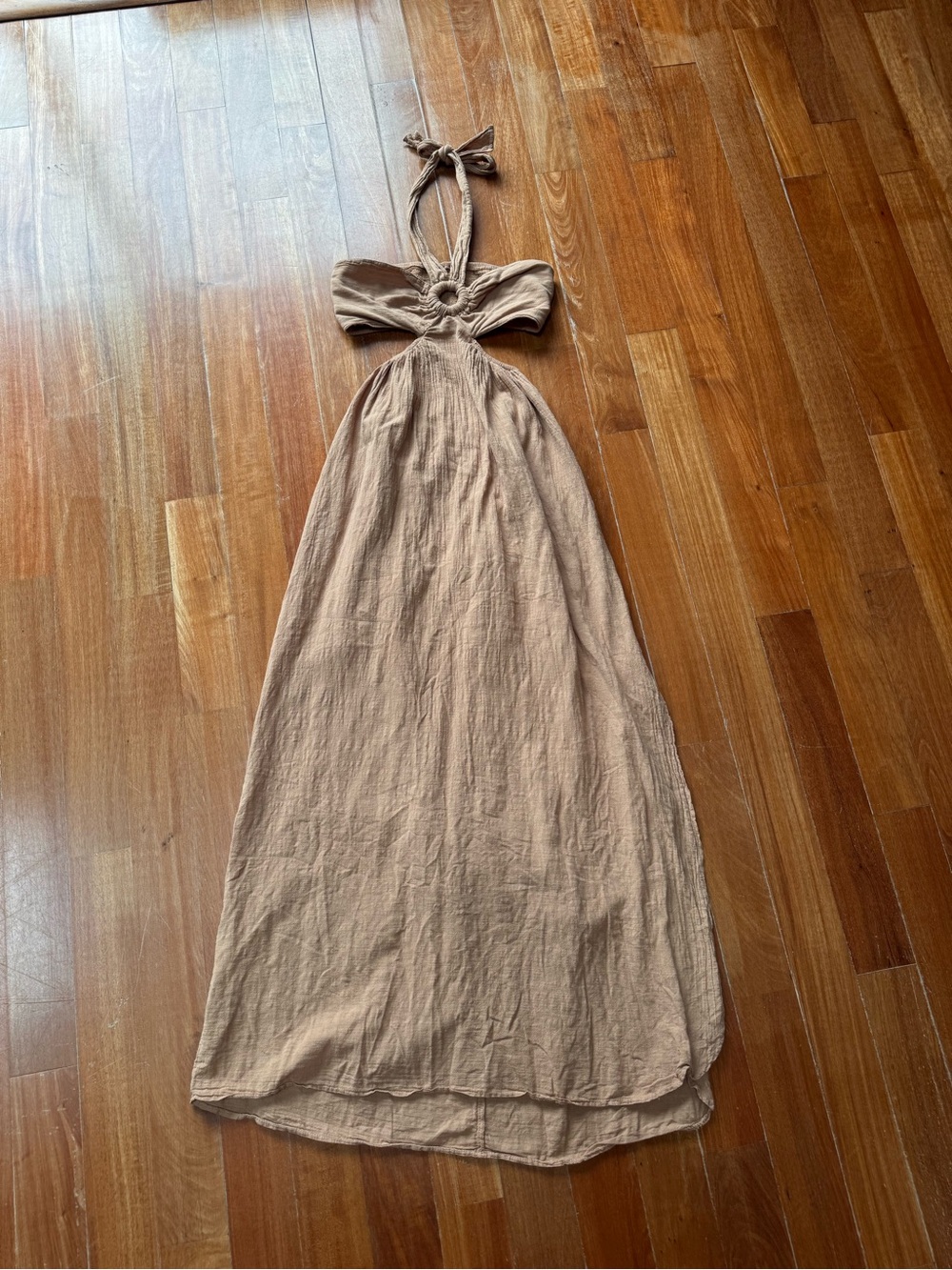 Halter Maxi Dress in Light Brown - Stylish Summer Dress